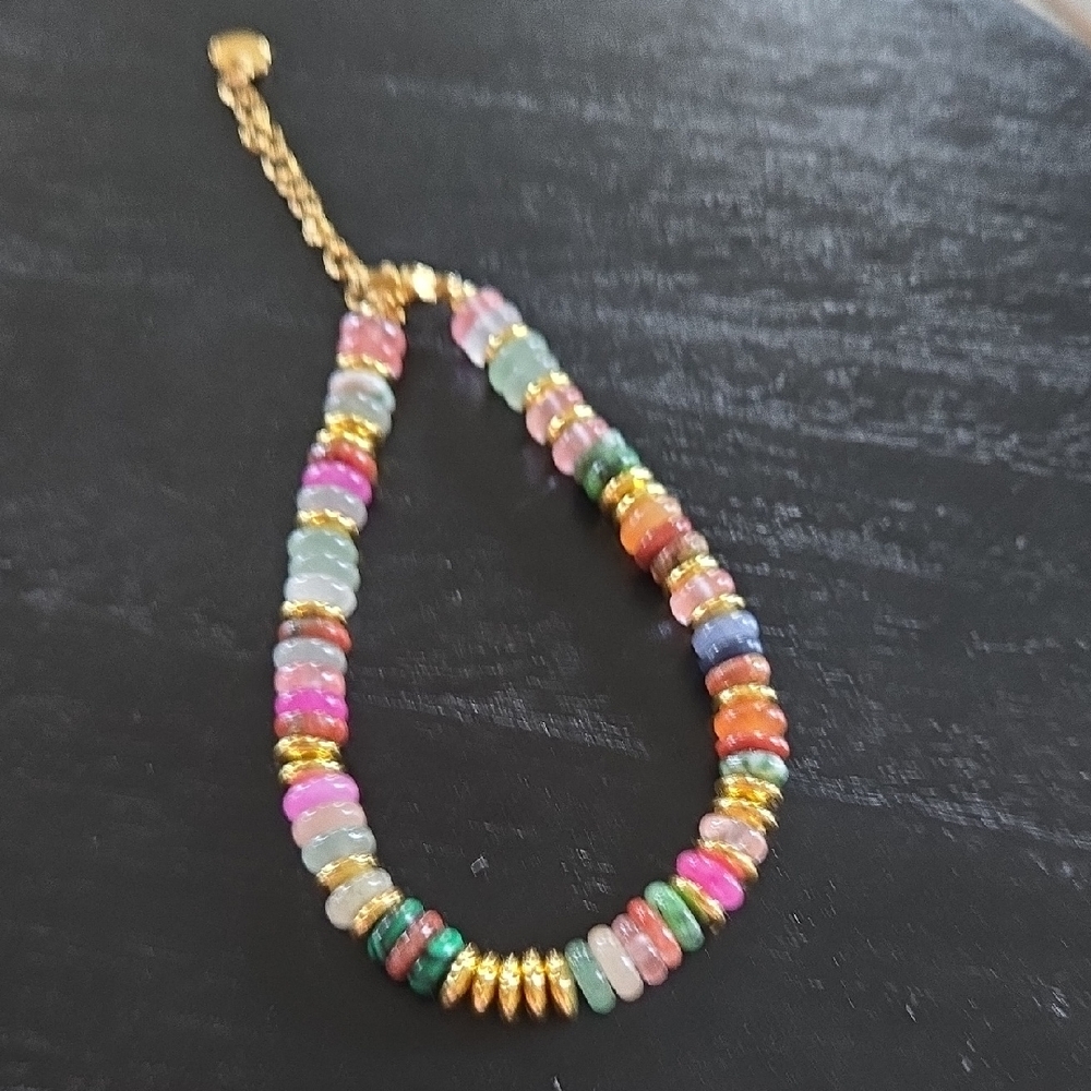 Moda International Multicolor Beaded Genuine Stone Bracelet